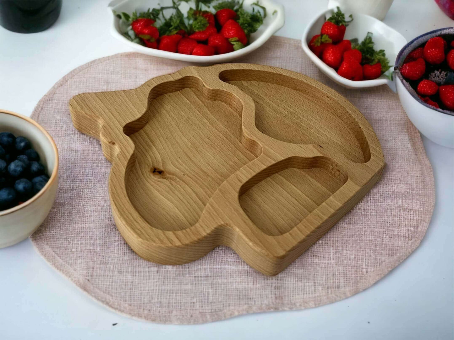 Drevená miska - jednorožec 20 cm z masívneho dreva ošetrená olejom pre bezpečné použitie
